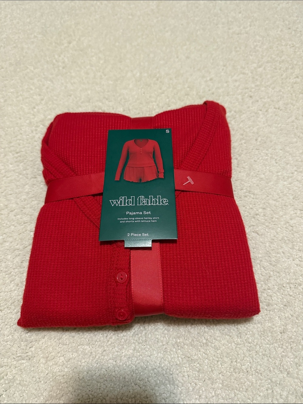 wild fable Red Button-Front pajama top and shorts